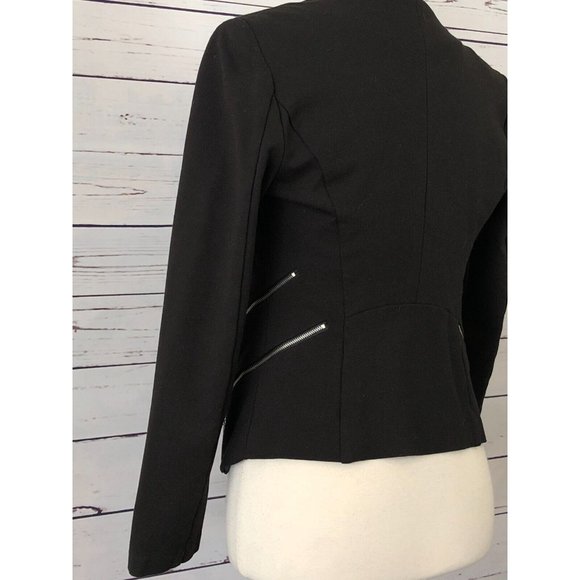 Love Tree Blazer size Small Black Suit Jacket Womens Zippers Rayon Motorcycle - Picture 7 of 8